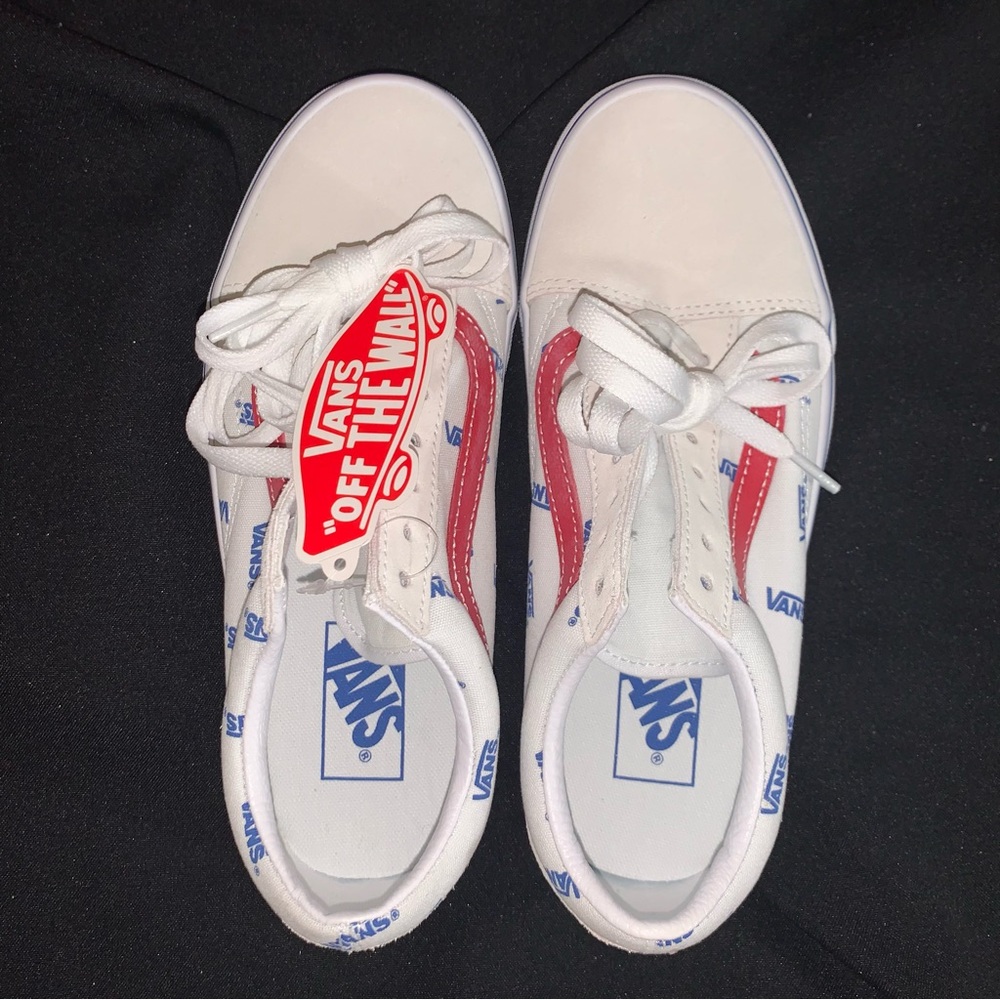 Vans Classic White and Red Low-Tops